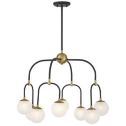 Savoy House Couplet 25&quot; Wide Matte Black with Warm Brass 8-Light Chand