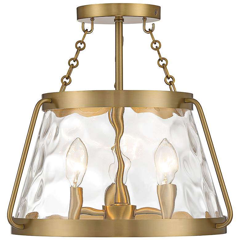 Image 1 Savoy House Crawford 15"W Warm Brass 3-Light Ceiling Light