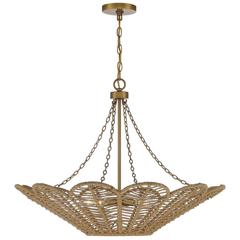 Image 1 Savoy House Cyperas 30" Wide Warm Brass and Rope 5-Light Pendant