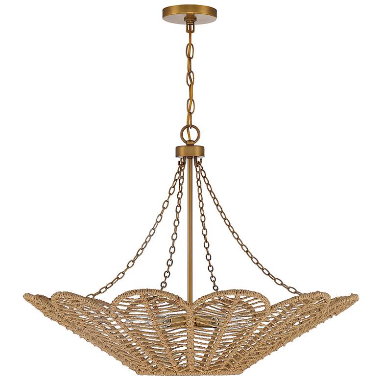 Image 2 Savoy House Cyperas 30" Wide Warm Brass and Rope 5-Light Pendant more views