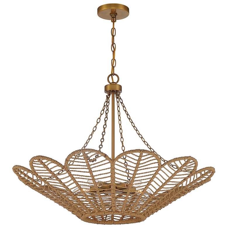 Image 3 Savoy House Cyperas 30" Wide Warm Brass and Rope 5-Light Pendant more views