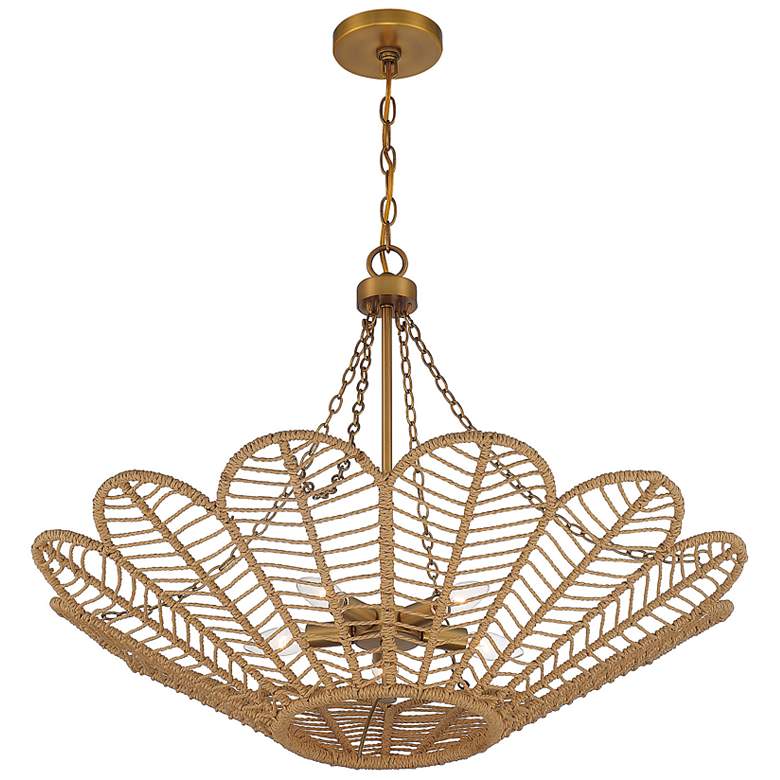 Image 4 Savoy House Cyperas 30" Wide Warm Brass and Rope 5-Light Pendant more views