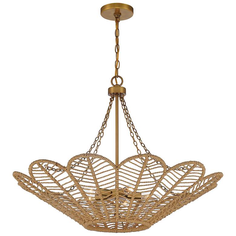 Image 5 Savoy House Cyperas 30" Wide Warm Brass and Rope 5-Light Pendant more views