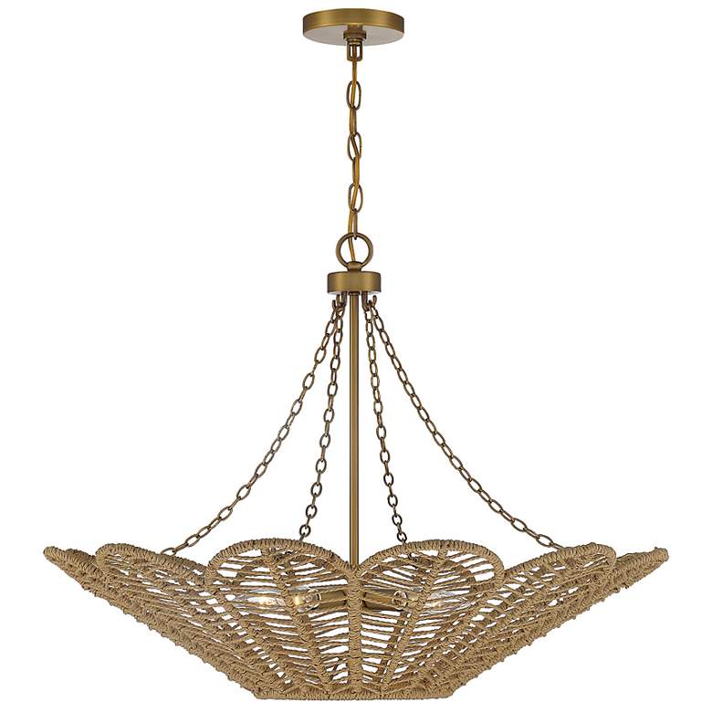 Image 1 Savoy House Cyperas 30"W Warm Brass and Rope Pendant Light