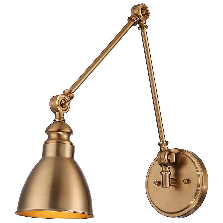 Image 1 Savoy House Dakota Warm Brass Adjustable Swing Arm Wall Lamp