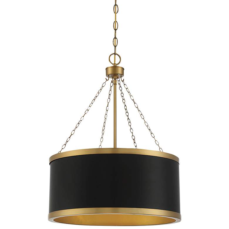 Image 2 Savoy House Delphi 19" Wide Black with Warm Brass Accents 6-Light Pend