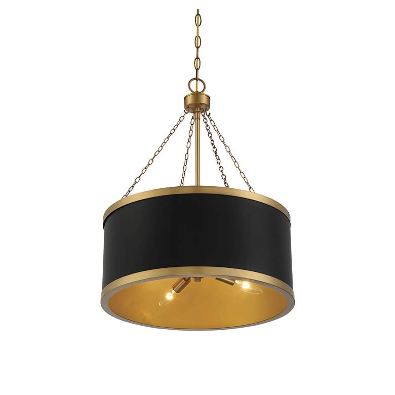 Image 5 Savoy House Delphi 19" Wide Black with Warm Brass Accents 6-Light Pend more views