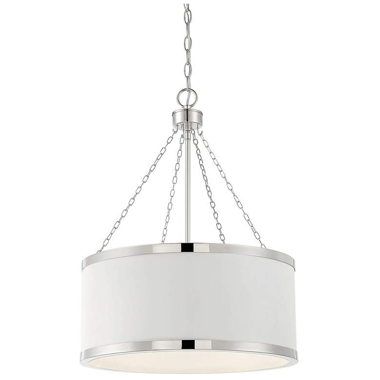 Image 1 Savoy House Delphi 19 inch Wide White with Polished Nickel Acccents Pendan