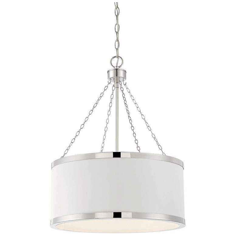 Image 1 Savoy House Delphi 19" Wide White with Polished Nickel Acccents Pendan