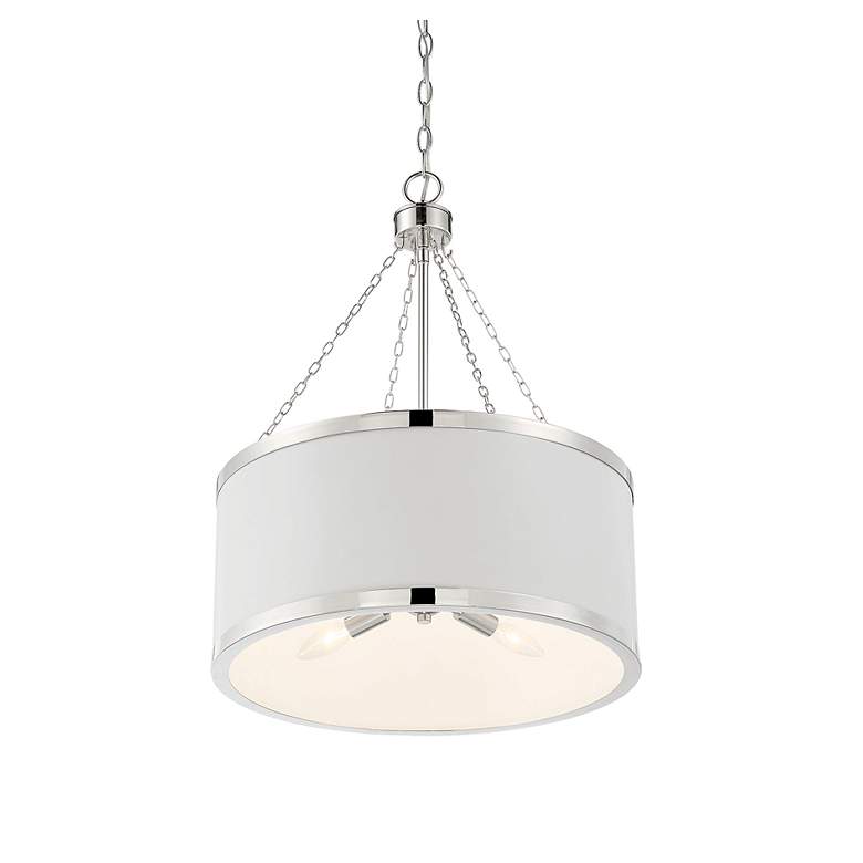 Image 4 Savoy House Delphi 19" Wide White with Polished Nickel Acccents Pendan more views