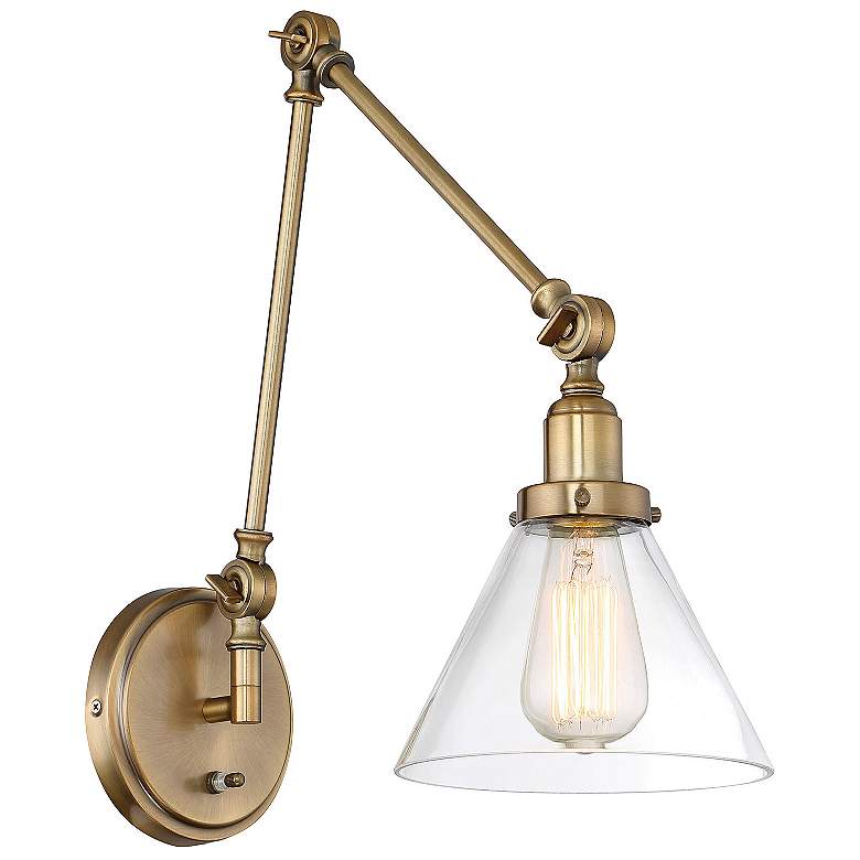 Image 5 Savoy House Drake Warm Brass Adjustable Swing Arm Wall Lamp more views