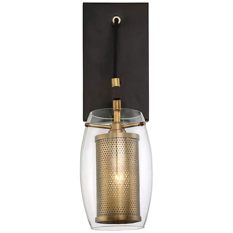 Image 1 Savoy House Dunbar 16" High Warm Brass Bronze Wall Sconce