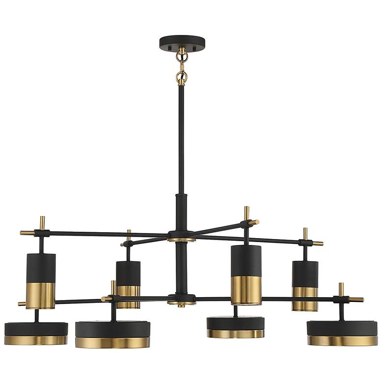 Image 4 Savoy House Eaton 7" Matte Black with Warm Brass Accents Linear Chande more views