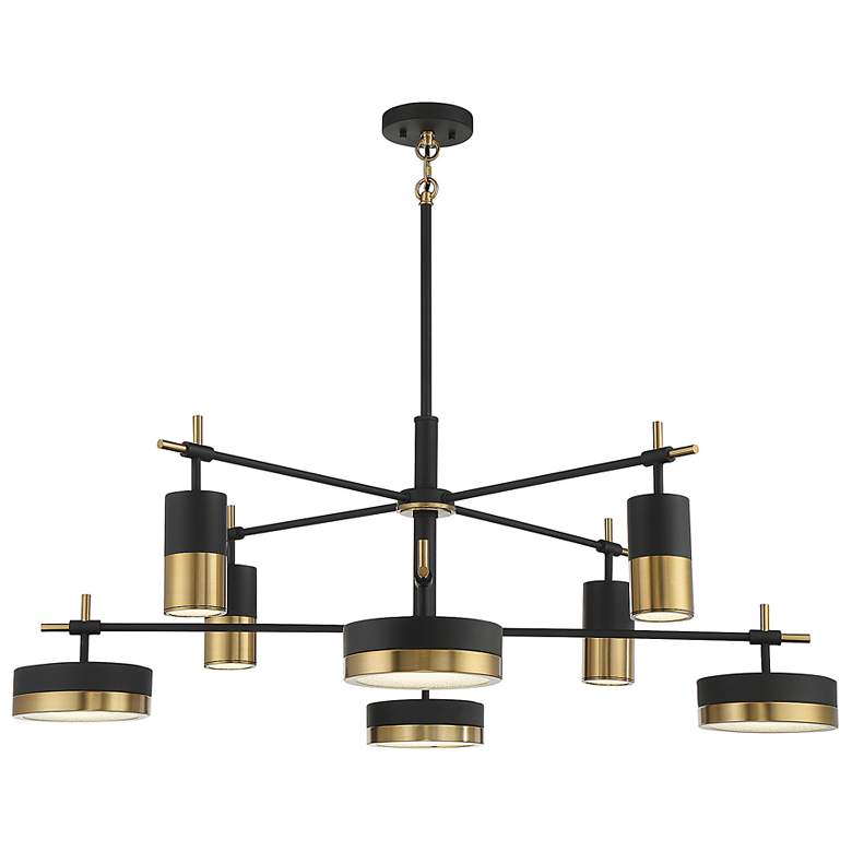 Image 5 Savoy House Eaton 7" Matte Black with Warm Brass Accents Linear Chande more views