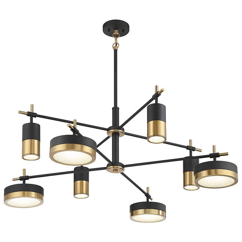 Image 6 Savoy House Eaton 7" Matte Black with Warm Brass Accents Linear Chande more views