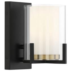 Savoy House Eaton 8.25&quot; High Matte Black &#38; Warm Brass Accents Wall