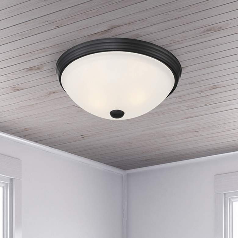 Image 1 Savoy House Essentials 13" Wide Matte Black 2-Light Ceiling Light