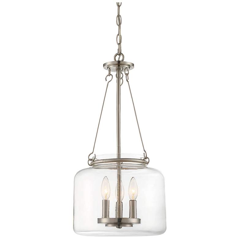Image 1 Savoy House Essentials Akron 12" Wide Satin Nickel 3-Light Pendant