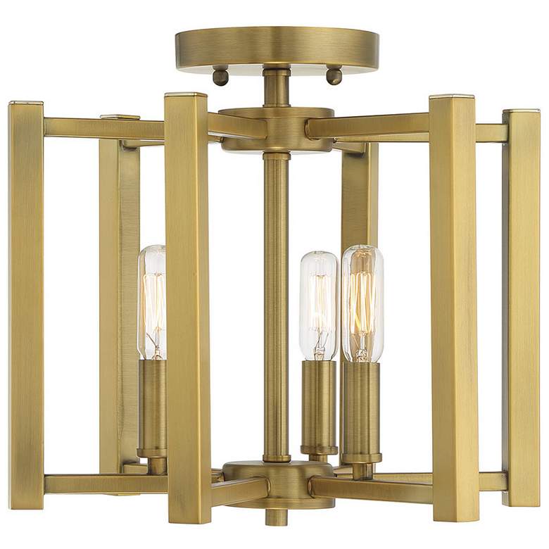 Image 1 Savoy House Essentials Benson 13" Wide Warm Brass 3-Light Ceiling Ligh