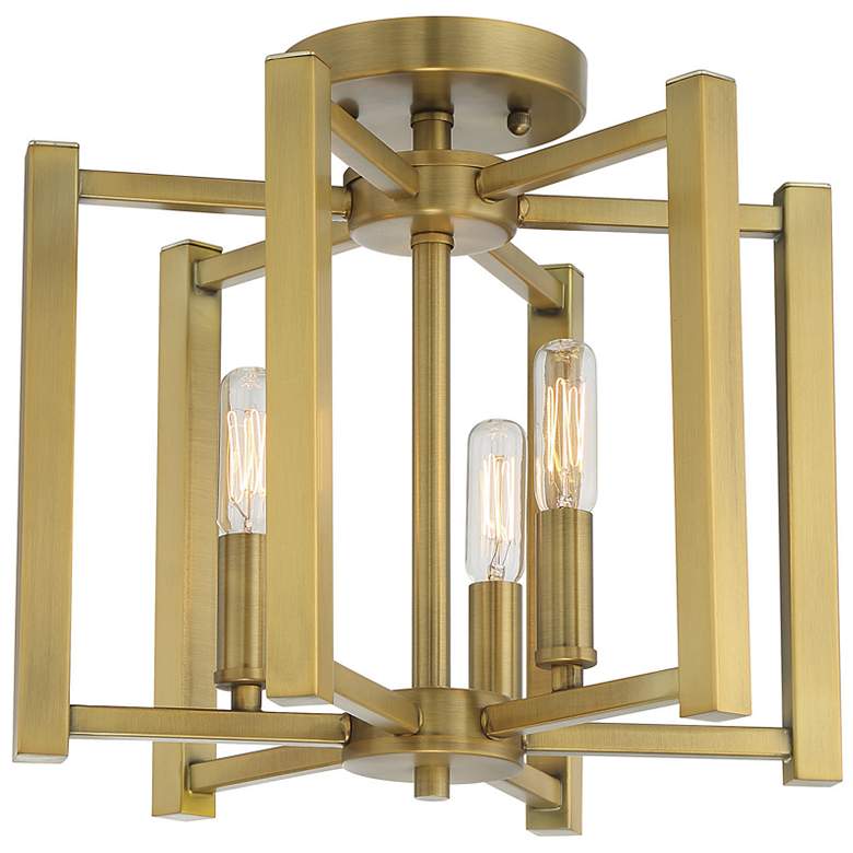 Image 3 Savoy House Essentials Benson 13" Wide Warm Brass 3-Light Ceiling Ligh more views
