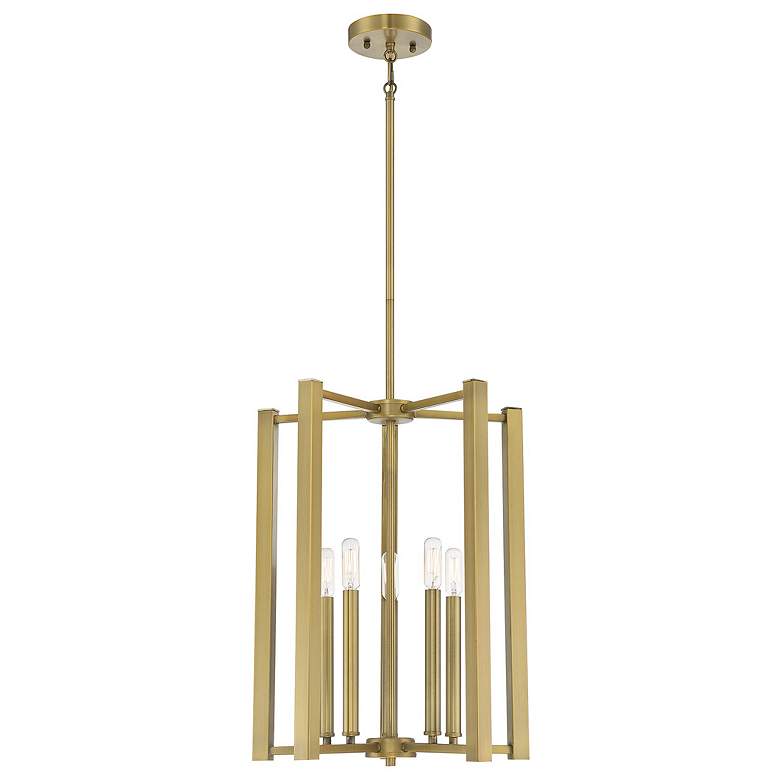 Image 1 Savoy House Essentials Benson 15.5" Wide Warm Brass 5-Light Pendant