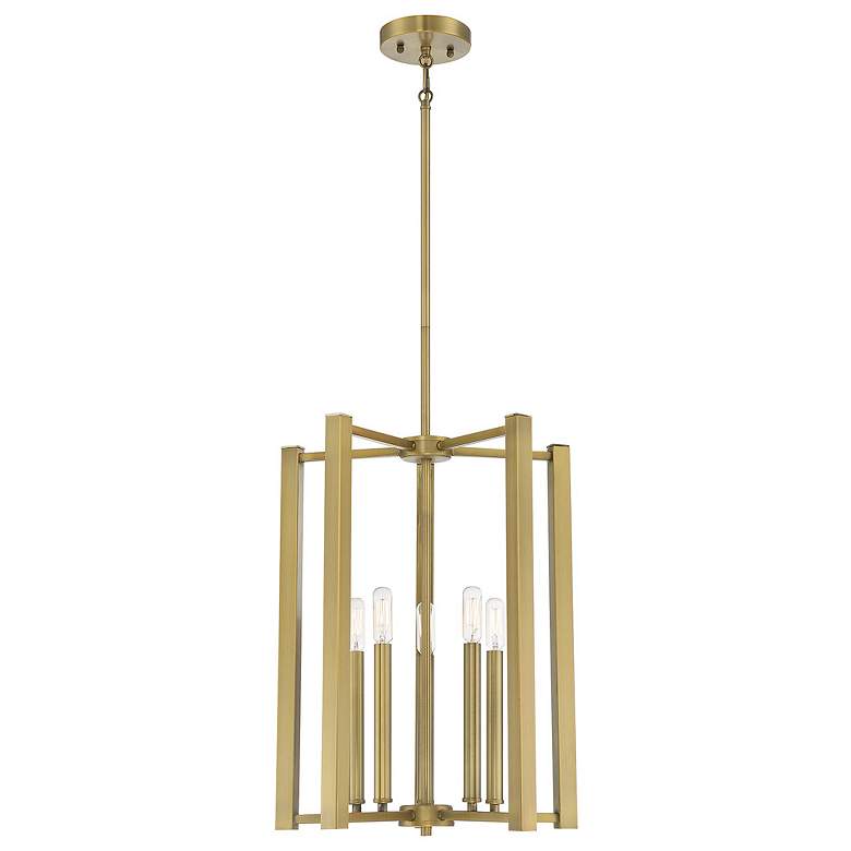 Image 1 Savoy House Essentials Benson 15.5 inch Wide Warm Brass 5-Light Pendant