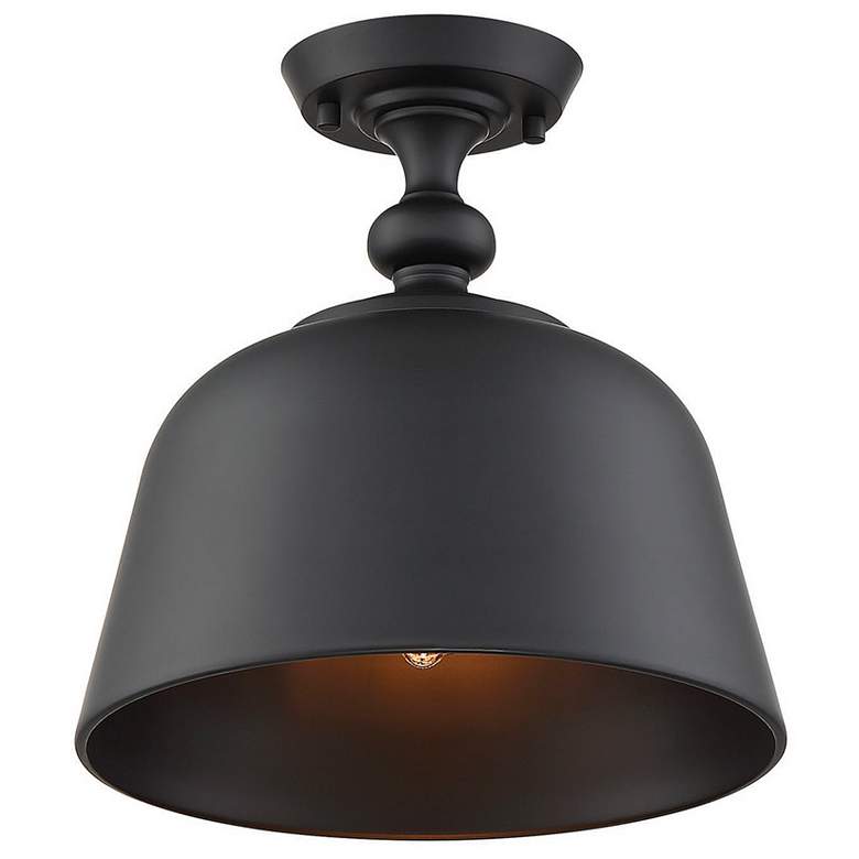 Image 1 Savoy House Essentials Berg 12" Wide Matte Black 1-Light Ceiling Light