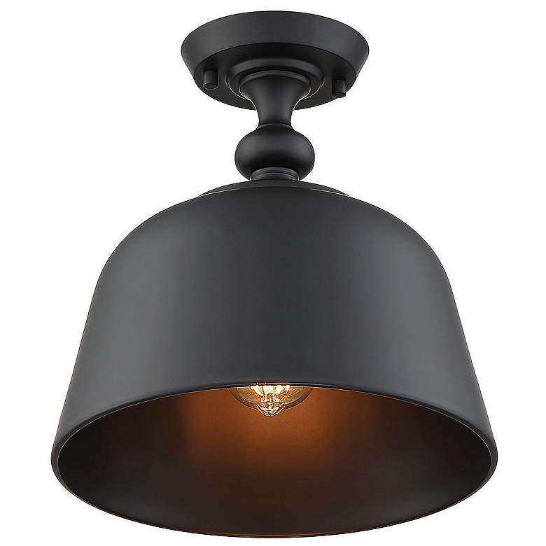 Image 2 Savoy House Essentials Berg 12" Wide Matte Black 1-Light Ceiling Light more views