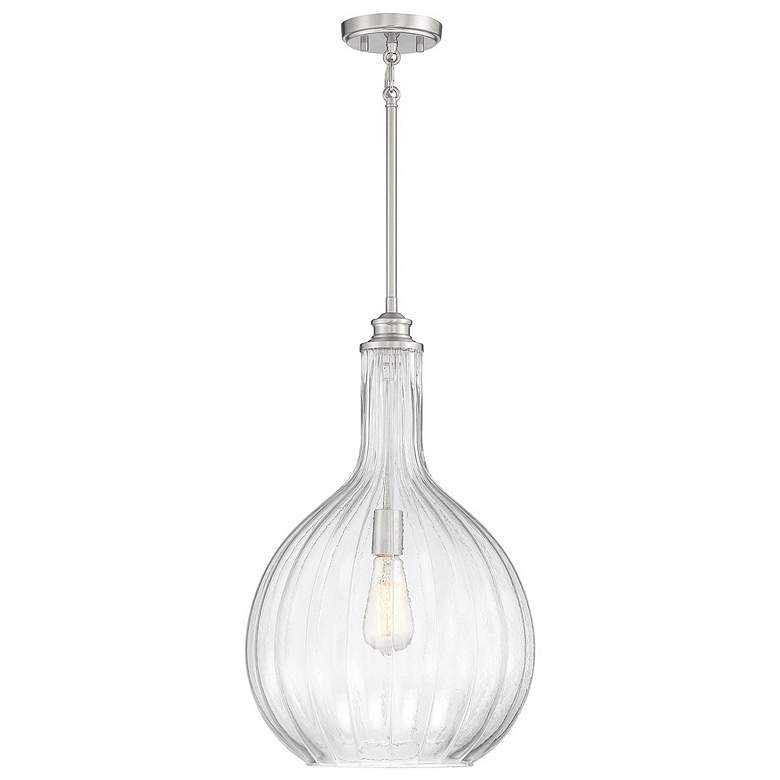 Image 1 Savoy House Essentials Brandon 14" Wide Satin Nickel 1-Light Pendant