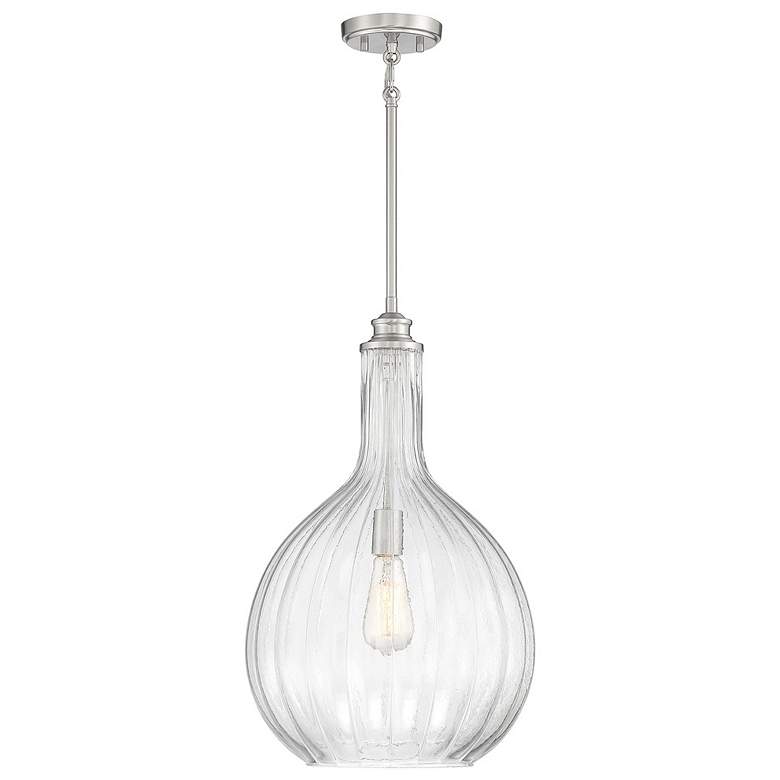 Image 1 Savoy House Essentials Brandon 14 inch Wide Satin Nickel 1-Light Pendant