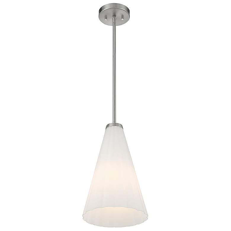 Image 4 Savoy House Essentials Bristol 9" Wide Satin Nickel 1-Light Pendant more views