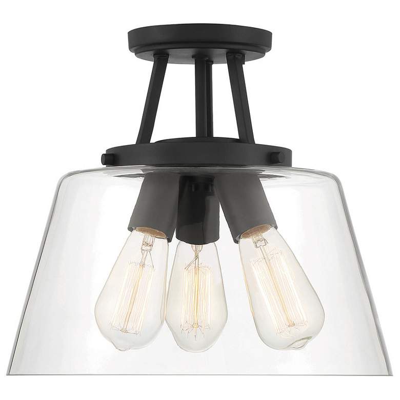 Image 1 Savoy House Essentials Calhoun 13" Wide Matte Black 3-Light Ceiling Li