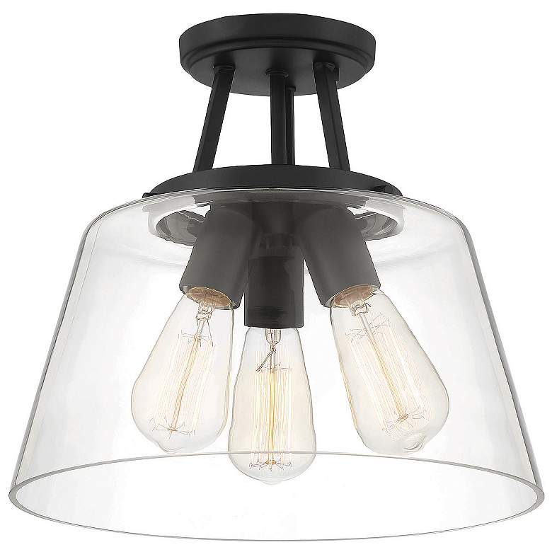 Image 3 Savoy House Essentials Calhoun 13" Wide Matte Black 3-Light Ceiling Li more views