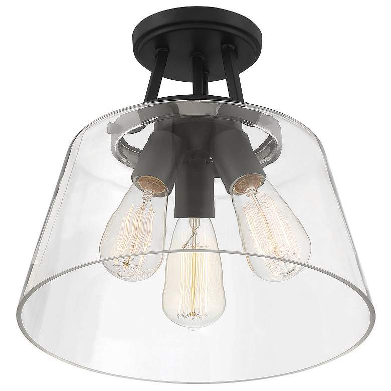 Image 4 Savoy House Essentials Calhoun 13" Wide Matte Black 3-Light Ceiling Li more views