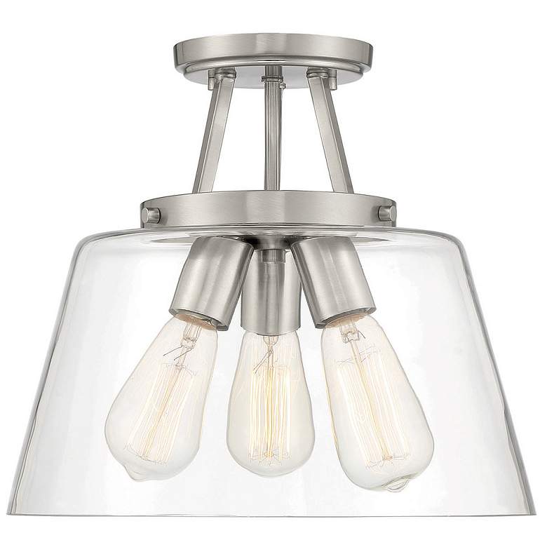 Image 1 Savoy House Essentials Calhoun 13" Wide Satin Nickel 3-Light Ceiling L