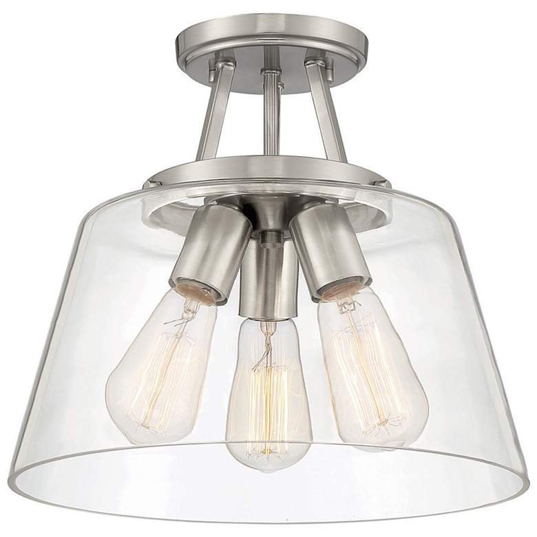 Image 3 Savoy House Essentials Calhoun 13" Wide Satin Nickel 3-Light Ceiling L more views