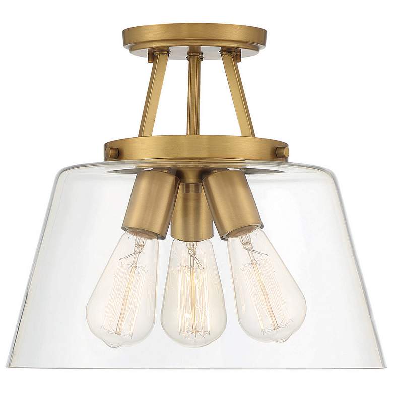 Image 1 Savoy House Essentials Calhoun 13" Wide Warm Brass 3-Light Ceiling Lig