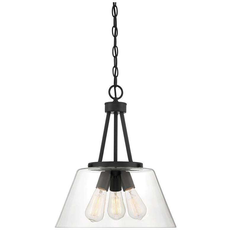 Image 1 Savoy House Essentials Calhoun 15" Wide Matte Black 3-Light Pendant