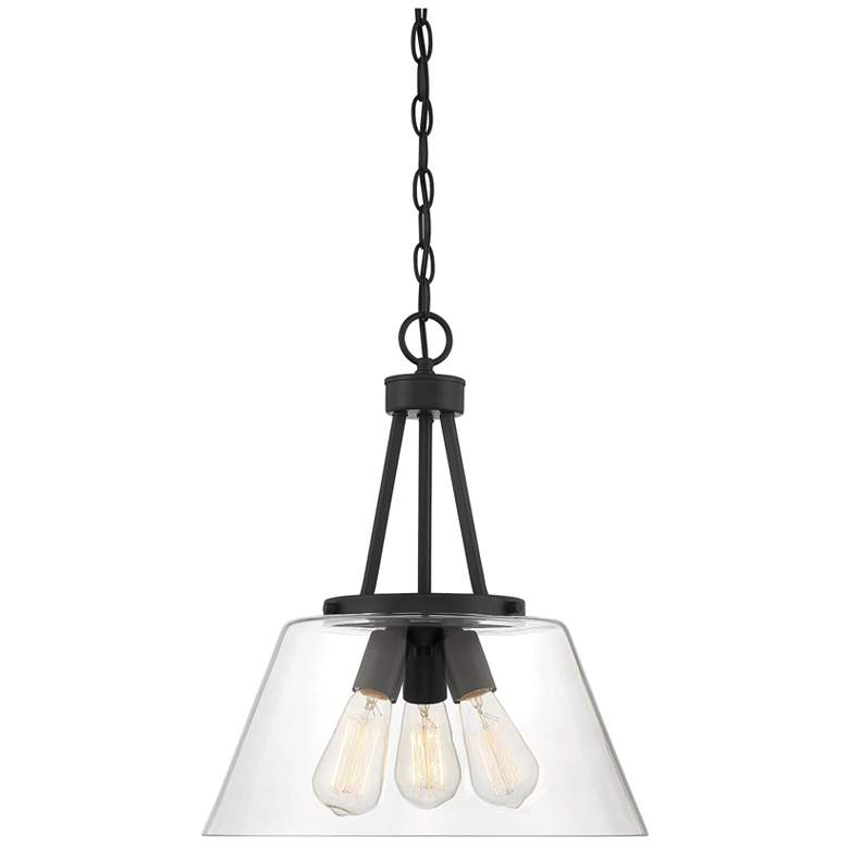 Image 1 Savoy House Essentials Calhoun 15 inch Wide Matte Black 3-Light Pendant