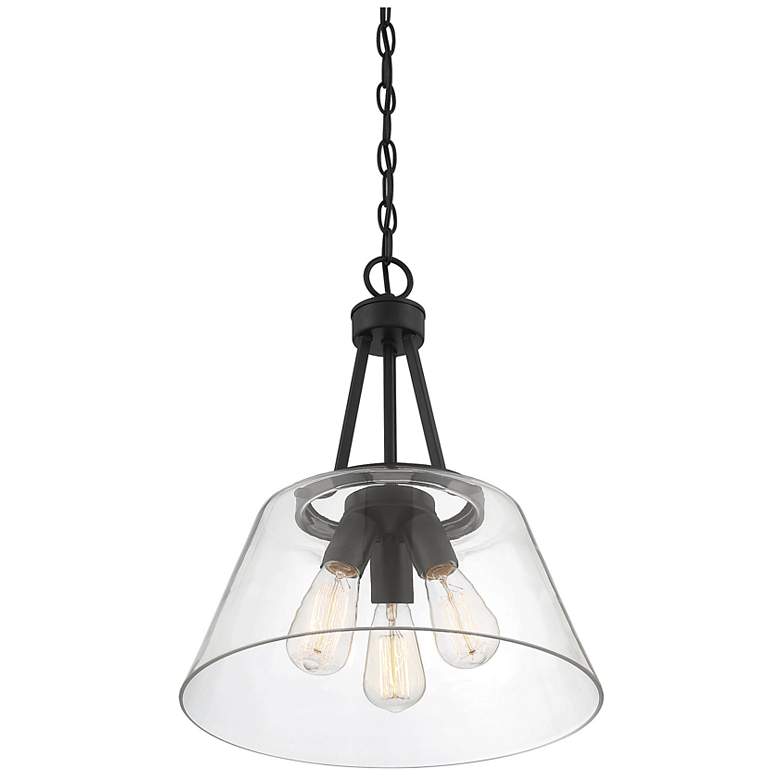 Image 4 Savoy House Essentials Calhoun 15" Wide Matte Black 3-Light Pendant more views