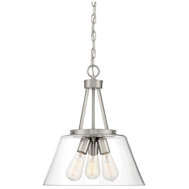Image 1 Savoy House Essentials Calhoun 15" Wide Satin Nickel 3-Light Pendant