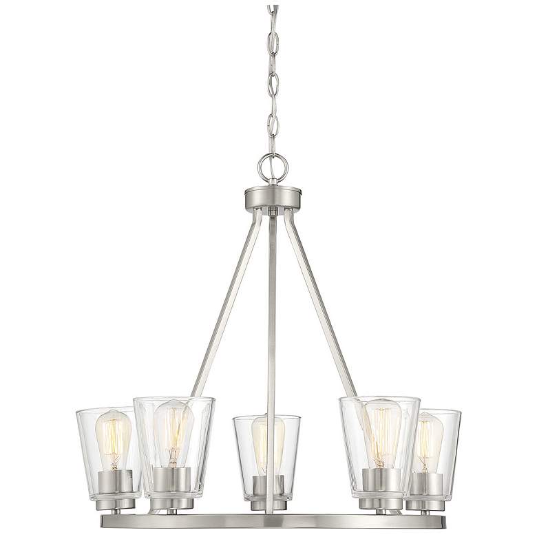 Image 1 Savoy House Essentials Calhoun 25" Wide Satin Nickel 5-Light Chandelie