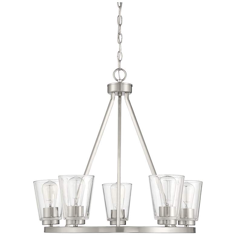 Image 2 Savoy House Essentials Calhoun 25" Wide Satin Nickel 5-Light Chandelie more views