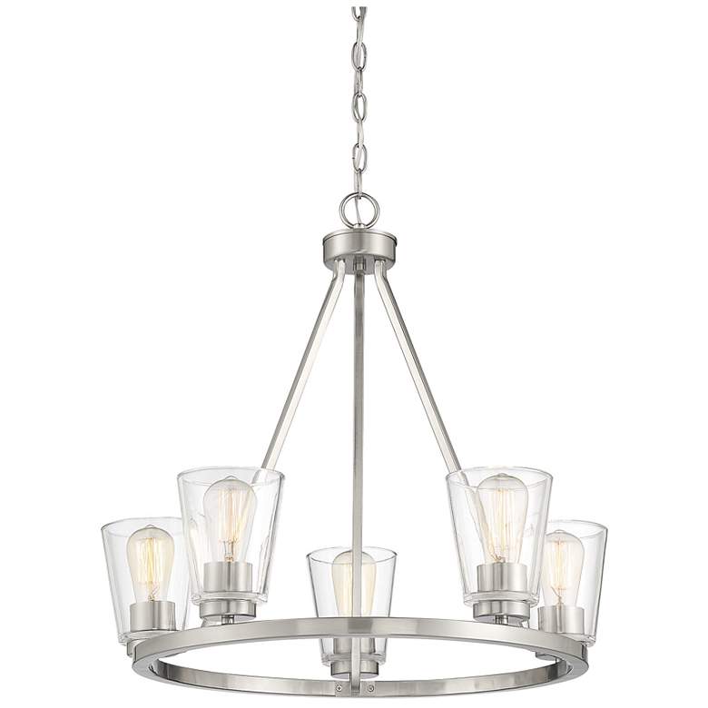 Image 3 Savoy House Essentials Calhoun 25" Wide Satin Nickel 5-Light Chandelie more views