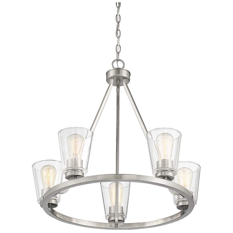 Image 4 Savoy House Essentials Calhoun 25" Wide Satin Nickel 5-Light Chandelie more views