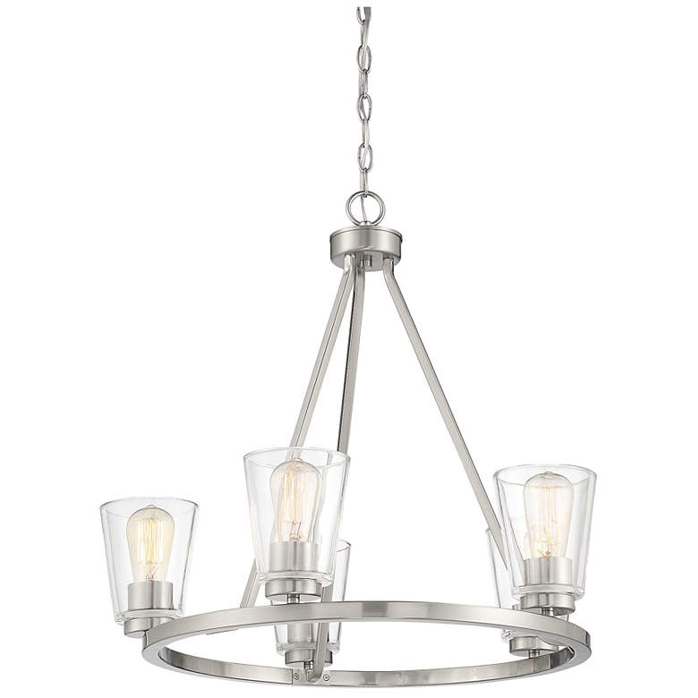 Image 5 Savoy House Essentials Calhoun 25" Wide Satin Nickel 5-Light Chandelie more views