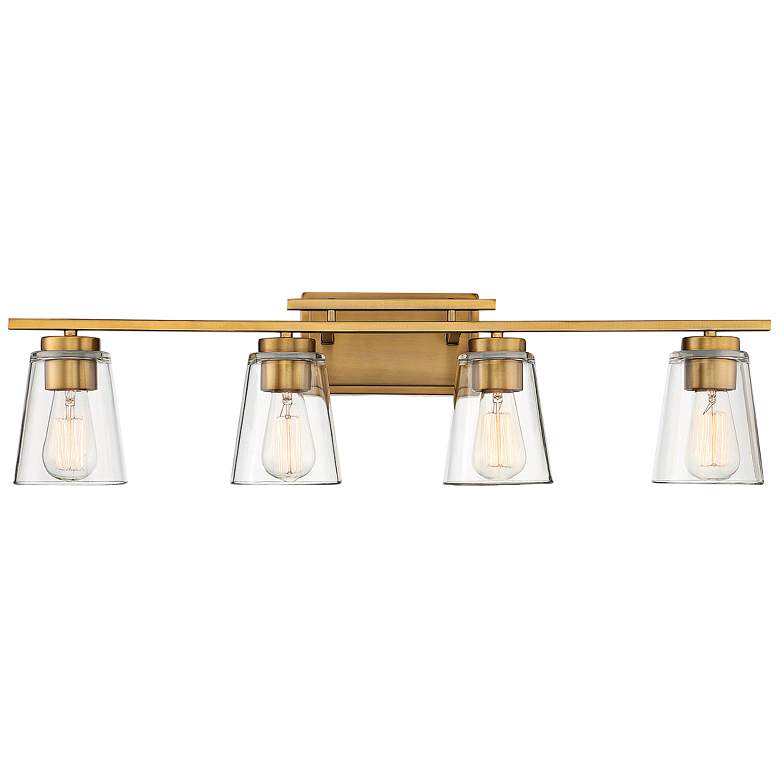 Image 1 Savoy House Essentials Calhoun 32" Wide 4-Light Warm Brass Bath Light