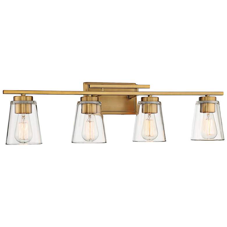 Image 4 Savoy House Essentials Calhoun 32" Wide 4-Light Warm Brass Bath Light more views