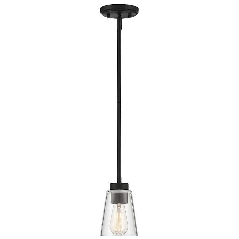 Image 1 Savoy House Essentials Calhoun 5" Wide Matte Black 1-Light Mini Pendan