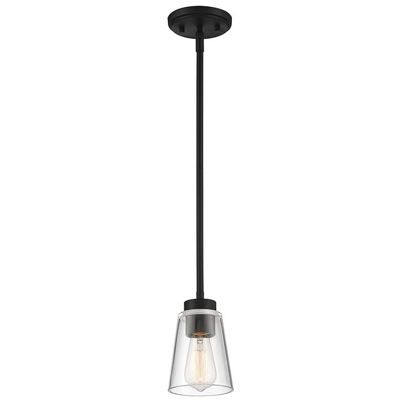 Image 3 Savoy House Essentials Calhoun 5" Wide Matte Black 1-Light Mini Pendan more views